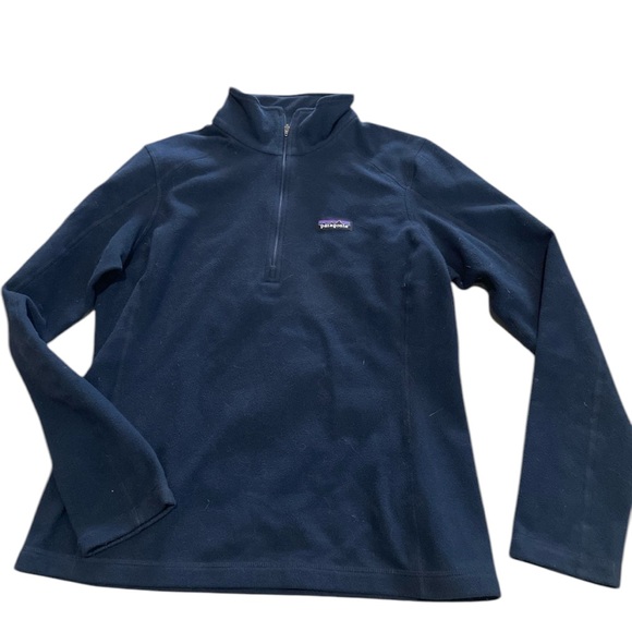 Patagonia Tops - Patagonia Navy Quarter Zip Fleece Pullover size Medium Logo